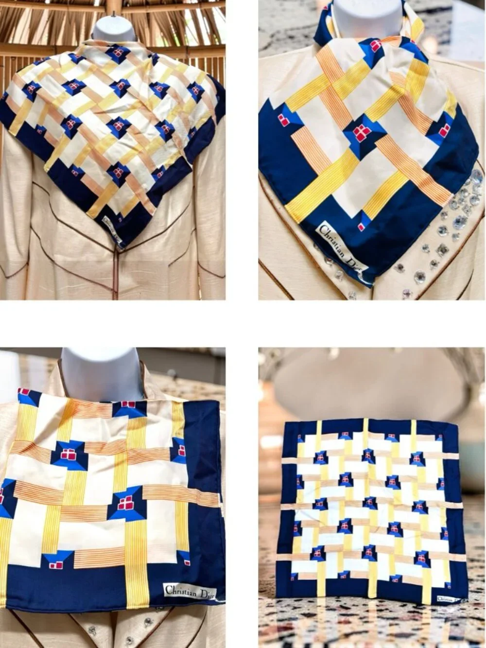 New-Christian Dior silk Satin Neck-Kerchief 20